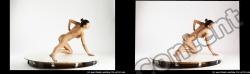Nude Woman White Kneeling poses - ALL Slim Kneeling poses - on one knee long brown 3D Stereoscopic poses Pinup